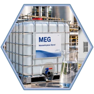 Mono ethylene glycol (MEG) in IBC tank for chemical use shipment for international trade