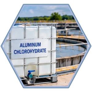 Aluminum chlorhydrate (ACH) in IBC tank for water treatment & chemical use shipment for international trade