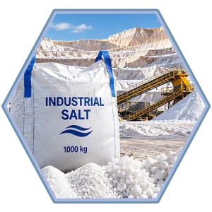 Industrial salt production from rock salt in jumbo bag for international trade
